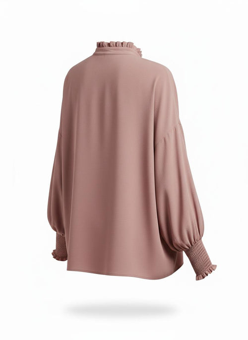 Women's Blouse with a Ruffled Neck Cut